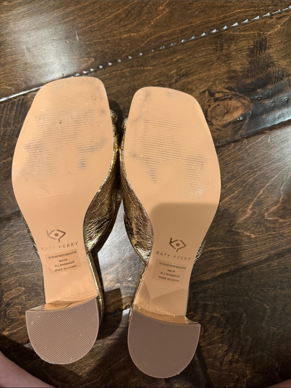 Katy Perry Collections Metallic Gold Knotted Mule Slides - Picture 5 of 6